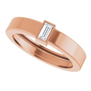 14K Rose Gold 4x2 mm Straight Baguette Bezel-Set Ring Mounting Size 6.5 – image 8