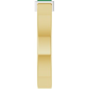 14K Yellow/White Gold Lab-Grown Emerald  Bezel-Set Ring Size 6.5 – image 4