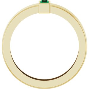 14K Yellow Gold Lab-Grown Emerald  Bezel-Set Ring Size 6.5 – image 2