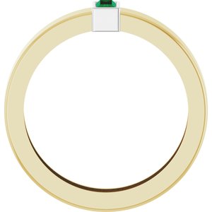14K Yellow/White Gold Lab-Grown Emerald  Bezel-Set Ring Size 6.5 – image 2