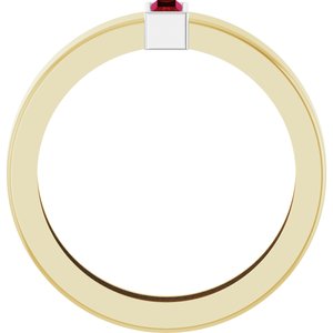 14K Yellow/White Gold Lab-Grown Ruby  Bezel-Set Ring Size 6.5 – image 2