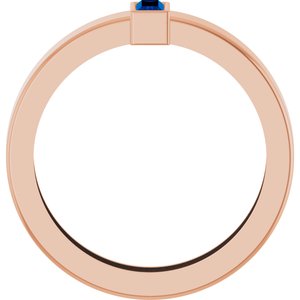 14K Rose Gold Lab-Grown Blue Sapphire  Bezel-Set Ring Size 6.5 – image 2