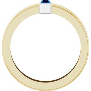 14K Yellow/White Gold Lab-Grown Blue Sapphire  Bezel-Set Ring Size 6.5 – image 2