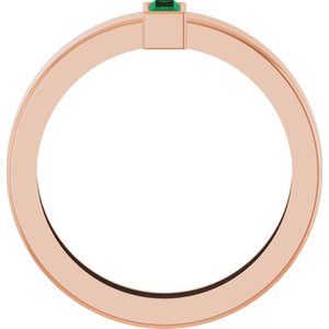 14K Rose Gold Lab-Grown Emerald  Bezel-Set Ring Size 6.5 – image 2