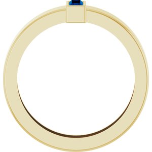 14K Yellow Gold Lab-Grown Blue Sapphire  Bezel-Set Ring Size 6.5 – image 2