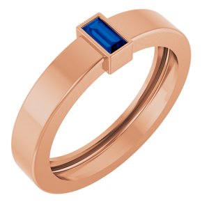 14K Rose Gold Lab-Grown Blue Sapphire  Bezel-Set Ring Size 6.5