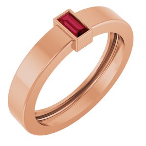 14K Rose Gold Lab-Grown Ruby  Bezel-Set Ring Size 6.5