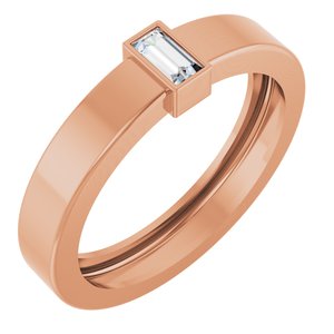 14K Rose Gold Natural Diamond  Bezel-Set Ring Size 7