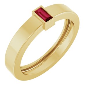 14K Yellow Gold Lab-Grown Ruby  Bezel-Set Ring Size 7