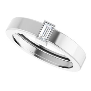 14K White Gold 4x2 mm Straight Baguette Bezel-Set Ring Mounting Size 7 – image 8