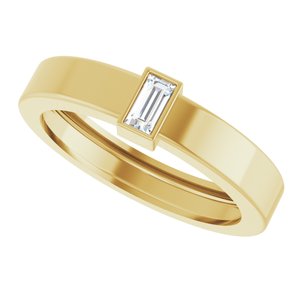 14K Yellow Gold Natural Diamond  Bezel-Set Ring Size 7 – image 5