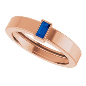 14K Rose Gold Lab-Grown Blue Sapphire  Bezel-Set Ring Size 7 – image 5