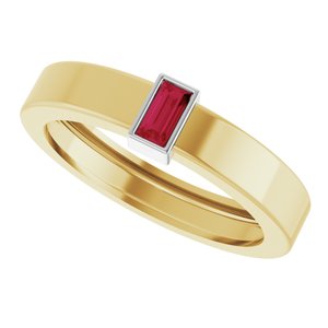 14K Yellow/White Gold Lab-Grown Ruby  Bezel-Set Ring Size 7 – image 5