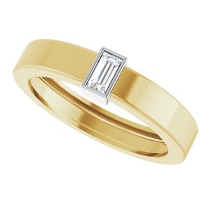 14K Yellow/White Gold Natural Diamond  Bezel-Set Ring Size 7 – image 5