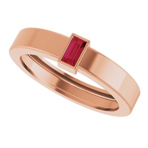 14K Rose Gold Lab-Grown Ruby  Bezel-Set Ring Size 7 – image 5