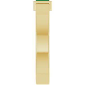 14K Yellow Gold Lab-Grown Emerald  Bezel-Set Ring Size 7 – image 4