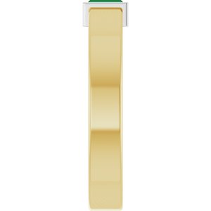 14K Yellow/White Gold Lab-Grown Emerald  Bezel-Set Ring Size 7 – image 4
