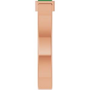 14K Rose Gold Lab-Grown Emerald  Bezel-Set Ring Size 7 – image 4
