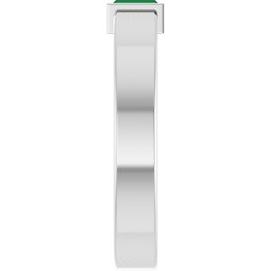 14K White Gold Lab-Grown Emerald  Bezel-Set Ring Size 7 – image 4