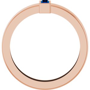14K Rose Gold Lab-Grown Blue Sapphire  Bezel-Set Ring Size 7 – image 2