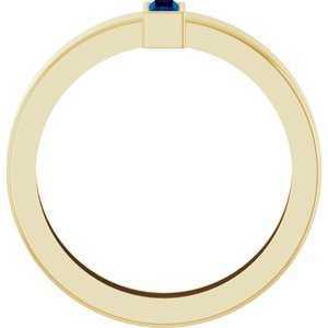 14K Yellow Gold Lab-Grown Blue Sapphire  Bezel-Set Ring Size 7 – image 2