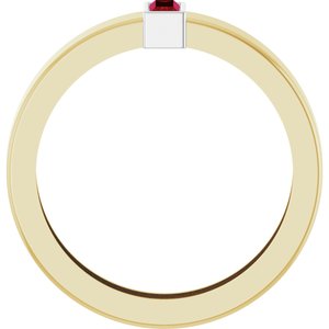 14K Yellow/White Gold Lab-Grown Ruby  Bezel-Set Ring Size 7 – image 2