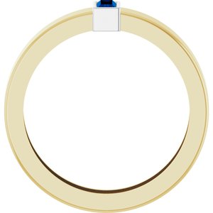 14K Yellow/White Gold Lab-Grown Blue Sapphire  Bezel-Set Ring Size 7 – image 2