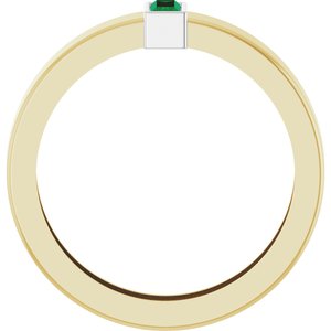 14K Yellow/White Gold Lab-Grown Emerald  Bezel-Set Ring Size 7 – image 2