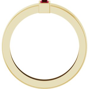 14K Yellow Gold Lab-Grown Ruby  Bezel-Set Ring Size 7 – image 2