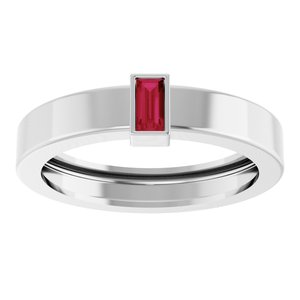 14K White Gold Lab-Grown Ruby  Bezel-Set Ring Size 7 – image 3
