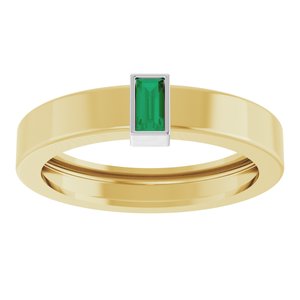 14K Yellow/White Gold Lab-Grown Emerald  Bezel-Set Ring Size 7 – image 3