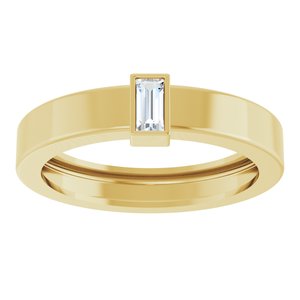 14K Yellow Gold 4x2 mm Straight Baguette Bezel-Set Ring Mounting Size 7 – image 5