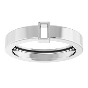 14K White Gold 4x2 mm Straight Baguette Bezel-Set Ring Mounting Size 7 – image 6