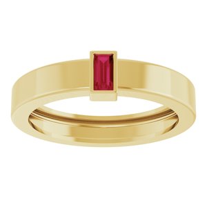 14K Yellow Gold Lab-Grown Ruby  Bezel-Set Ring Size 7 – image 3