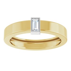 14K Yellow/White Gold 4x2 mm Straight Baguette Bezel-Set Ring Mounting Size 7 – image 5