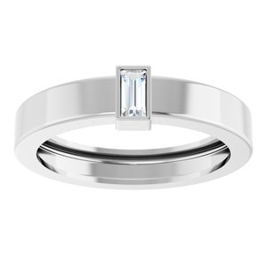 14K White Gold 4x2 mm Straight Baguette Bezel-Set Ring Mounting Size 7 – image 5