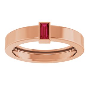14K Rose Gold Lab-Grown Ruby  Bezel-Set Ring Size 7 – image 3
