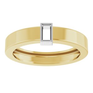 14K Yellow/White Gold 4x2 mm Straight Baguette Bezel-Set Ring Mounting Size 7 – image 6