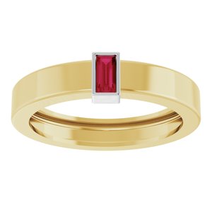 14K Yellow/White Gold Lab-Grown Ruby  Bezel-Set Ring Size 7 – image 3