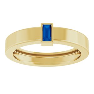 14K Yellow Gold Lab-Grown Blue Sapphire  Bezel-Set Ring Size 7 – image 3