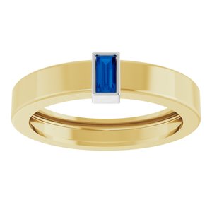 14K Yellow/White Gold Lab-Grown Blue Sapphire  Bezel-Set Ring Size 7 – image 3