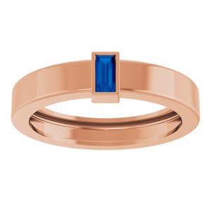 14K Rose Gold Lab-Grown Blue Sapphire  Bezel-Set Ring Size 7 – image 3