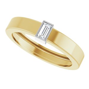 14K Yellow/White Gold Natural Diamond  Bezel-Set Ring Size 8 – image 5