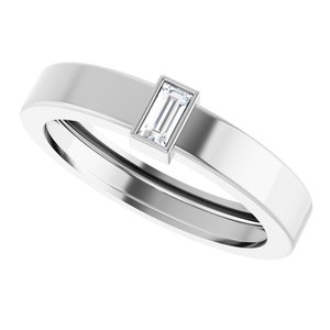 14K White Gold Natural Diamond  Bezel-Set Ring Size 8 – image 5
