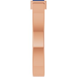 14K Rose Gold Lab-Grown Blue Sapphire  Bezel-Set Ring Size 8 – image 4