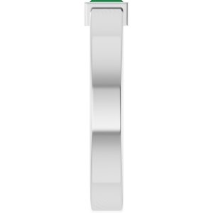 14K White Gold Lab-Grown Emerald  Bezel-Set Ring Size 8 – image 4