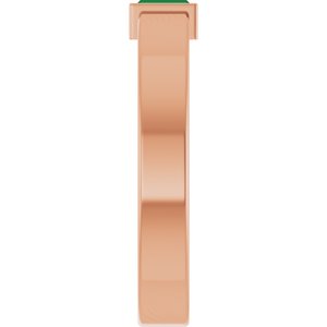 14K Rose Gold Lab-Grown Emerald  Bezel-Set Ring Size 8 – image 4