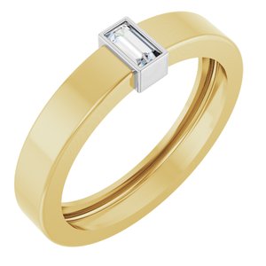 14K Yellow/White Gold Lab-Grown Diamond  Bezel-Set Ring Size 7.5