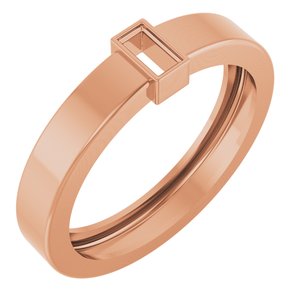 14K Rose Gold 4x2 mm Straight Baguette Bezel-Set Ring Mounting Size 7.5 – image 2