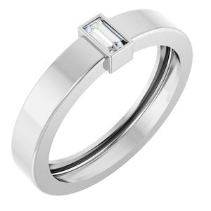 14K White Gold Lab-Grown Diamond  Bezel-Set Ring Size 7.5